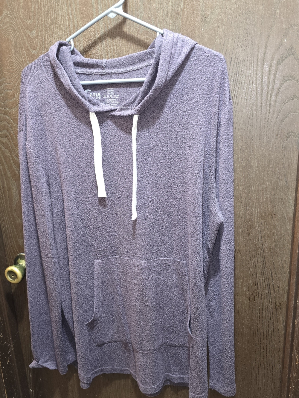 ZYIA Purple Terry-Knit Hooded Pullover with White Drawcords